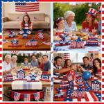 Yalikop 8 Pack 250th Anniversary Decoration Patriotic Table Centerpiece Wooden 4th of July Table Topper USA 250th Anniversary Red White Blue Independence Day Decor for Memorial Americana Decor