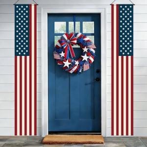 American Flag Porch Banner Decoration Patriotic Hanging Porch Sign 4th of July Decorations Outdoor for Independence Day Labor Day 250 Years Anniversary Supplies
