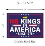 No Kings In America Yard Sign Resist Hate Save Democracy Lawn Sign Double Sided Corrugated Plastic Outdoor Weatherproof Signs With H Stake 18x12 Inch