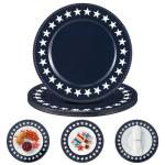 Yungyan 6 Pcs 250 Anniversary Patriotic Charger Plates 13 Inch Round Navy Blue 4th of July Memorial Day Star Plastic Plates Large Charger Plate for Party Decorations Dinner Tableware Supplies