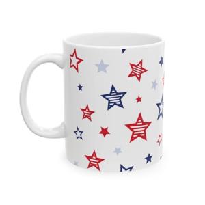 Lightfire Printing Patriotic American Flag Cup Novelty Coffee Mug for Office and Home Indepedance Day, Presidents Day, 4th of July Gifts – 11oz or 15oz (American Star Pattern, 11oz)