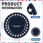 Yungyan 6 Pcs 250 Anniversary Patriotic Charger Plates 13 Inch Round Navy Blue 4th of July Memorial Day Star Plastic Plates Large Charger Plate for Party Decorations Dinner Tableware Supplies