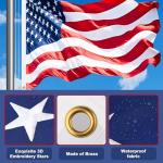 Bknius 100MPH 12 Gauge Flagpole Kit with Solar Light and Flag 2mm Thick, Heavy Duty Flag Pole Holder with Light Solar Powered, Flagpole Kit 20FT Silver with Pulley and Rope, for Outside House