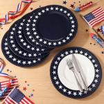 Yungyan 6 Pcs 250 Anniversary Patriotic Charger Plates 13 Inch Round Navy Blue 4th of July Memorial Day Star Plastic Plates Large Charger Plate for Party Decorations Dinner Tableware Supplies