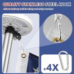 Bknius 100MPH 12 Gauge Flagpole Kit with Solar Light and Flag 2mm Thick, Heavy Duty Flag Pole Holder with Light Solar Powered, Flagpole Kit 20FT Silver with Pulley and Rope, for Outside House