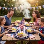 Yungyan 6 Pcs 250 Anniversary Patriotic Charger Plates 13 Inch Round Navy Blue 4th of July Memorial Day Star Plastic Plates Large Charger Plate for Party Decorations Dinner Tableware Supplies