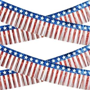 4th of July Decorations - 2 Pack Red White and Blue Streamer for 250th Anniversary | Fourth of July Accessories Party Favors for Outdoor Outside Home - Patriotic Flag Banner Decor,10 FT