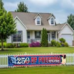 Large 250 Years America Banner,118" x 20" 250th Anniversary USA Patriotic Banner with Eagle & Statue of Liberty,250 Years of Freedom Party Supplies for Indoor, Yard, Garden, Porch, Lawn