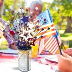 Agusbagli 4th of July Patriotic Artificial Stems with Vase, 12” Faux Blue Berry Sprays in Metal Pot Patriotic Floral Picks Centerpiece Table Decor for Independence Day Memorial Day Home Decorations