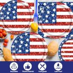HiEnjoin 72PCS American Flag Patriotic Party Plates Napkins Set, Disposable Dessert Plates with Forks Party Supplies Tableware for Independence Day Veterans Day Election Day 4th of July Decorations