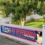 Large 250 Years America Banner,118" x 20" 250th Anniversary USA Patriotic Banner with Eagle & Statue of Liberty,250 Years of Freedom Party Supplies for Indoor, Yard, Garden, Porch, Lawn