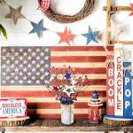 Agusbagli 4th of July Patriotic Artificial Stems with Vase, 12” Faux Blue Berry Sprays in Metal Pot Patriotic Floral Picks Centerpiece Table Decor for Independence Day Memorial Day Home Decorations