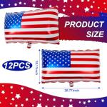 Hoosige 12 Pcs American Flag Balloons 27x18 Inch Red White and Blue 4th of July Inflatable Aluminum Foil Balloon USA Patriotic Party Decorations for Independence Veterans Labor Memorial Day Election