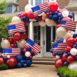 Hoosige 12 Pcs American Flag Balloons 27x18 Inch Red White and Blue 4th of July Inflatable Aluminum Foil Balloon USA Patriotic Party Decorations for Independence Veterans Labor Memorial Day Election