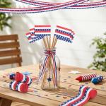 Tlswshsy 8 Rolls Patriotic Crepe Paper Streamers, 262 ft Red White Blue Crepe Rolls, Independence Day Paper Streamer Decoration for 4th of July Memorial Day American Theme Party Decor DIY Crafts