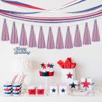 Tlswshsy 8 Rolls Patriotic Crepe Paper Streamers, 262 ft Red White Blue Crepe Rolls, Independence Day Paper Streamer Decoration for 4th of July Memorial Day American Theme Party Decor DIY Crafts