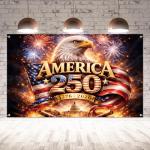 America 250th Anniversary Flag Backdrop 1776-2026 250 Years of Birthday American Banner 4th of July Fourth of July Patriotic Party Decorations and Supplies