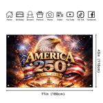 America 250th Anniversary Flag Backdrop 1776-2026 250 Years of Birthday American Banner 4th of July Fourth of July Patriotic Party Decorations and Supplies