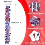 4th of July Garland Decorations,50Ft Glitter Tinsel Patriotic Decor for Tree Car Golf Cart Parade Float Bike Party Table Yard Door Boat Indoor Outdoor Holiday Home