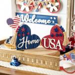 Valery Madelyn Memorial Day Decorations, 2 Pcs 4th of July Decorations, Patriotic Decor in Red White and Blue, Americana Heart Centerpieces for Independence Day USA 250th Anniversary, 4 Inch