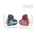 Valery Madelyn Memorial Day Decorations, 2 Pcs 4th of July Decorations, Patriotic Decor in Red White and Blue, Americana Heart Centerpieces for Independence Day USA 250th Anniversary, 4 Inch