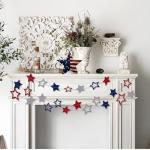 ELOPELY 10 Pack Patriotic Decor, Red Blue Star Banner Streamers for 4th of July, 98 Ft Hanging American Star Garland for Independence Day Decorations (Red, Blue)