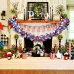 4th of July Garland Decorations,50Ft Glitter Tinsel Patriotic Decor for Tree Car Golf Cart Parade Float Bike Party Table Yard Door Boat Indoor Outdoor Holiday Home