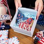 Valery Madelyn Memorial Day Decorations, 2 Pcs 4th of July Decorations, Patriotic Decor in Red White and Blue, Americana Heart Centerpieces for Independence Day USA 250th Anniversary, 4 Inch