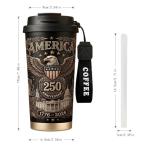 250th Anniversary Coffee Mug, 18 oz Insulated Mug, 250 Years America Garden Flag, Vintage Patriotic Design with 1776-2026 Dates, Military Anniversaries, Retirement & Holiday Commemorative Gift, Black