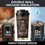 250th Anniversary Coffee Mug, 18 oz Insulated Mug, 250 Years America Garden Flag, Vintage Patriotic Design with 1776-2026 Dates, Military Anniversaries, Retirement & Holiday Commemorative Gift, Black