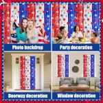 2 Pack 4th of July Foil Fringe Curtains 3.3 x 6.6 Ft Patriotic Party Tinsel Curtain Backdrop Red Blue Silver Stars Metallic Foil Streamer Photo Booth Prop for Memorial Day Independence Day Wall Decor