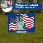 Probsin 250th Anniversary Yard Sign 12" x 17" with H Stakes America Flag The Statue of Liberty 250 Years of Freedom 1776-2026 250th Birthday Patriotic Welcome Signs for Lawn, Garden, Yard, Parade