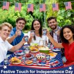 243Pcs 4th of july Decorations- Serve 30 - 250th Anniversary American Flag Patriotic Party Supplies Set Tablecloth Napkins Plates Cups Red White Blue Spoons Knife Forks Banner Straws Independence Day