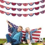 4th of July Banner Decorations, Independence Day Banner Garland, 3 Pack 0.19FT Patriotic Pleated Fan Flag Banner, USA Hanging Bunting Banner, American Flag Garland Decorations for Memorial Day