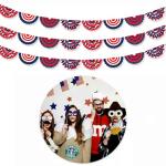 4th of July Banner Decorations, Independence Day Banner Garland, 3 Pack 0.19FT Patriotic Pleated Fan Flag Banner, USA Hanging Bunting Banner, American Flag Garland Decorations for Memorial Day