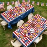 243Pcs 4th of july Decorations- Serve 30 - 250th Anniversary American Flag Patriotic Party Supplies Set Tablecloth Napkins Plates Cups Red White Blue Spoons Knife Forks Banner Straws Independence Day