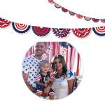 4th of July Banner Decorations, Independence Day Banner Garland, 3 Pack 0.19FT Patriotic Pleated Fan Flag Banner, USA Hanging Bunting Banner, American Flag Garland Decorations for Memorial Day