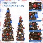 CRCZK 4th of July Decorations Lighted Tabletop Rattan Tree, 2Pcs Patriotic Red White Blue Rustic Twig Trees with String Lights, 250 Anniversary USA Independence Day Decor for Home Table Centerpiece