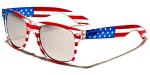V.W.E. Classic American Patriot Flag Mirror Sunglasses USA - Transparent Frame (Silver Mirror)