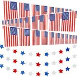 66 Ft American Flag Banners String(76 Flags), and 39 Ft Star Streamers Garland for Patriotic Party Celebration, Independence Day Party Favor Supplies, Memorial Day Decoration