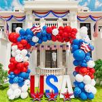 Bonropin 145pcs Red White and Blue Balloon Garland Kit for Nautical Party Baseball Theme Party Baby Shower Independence Day Veterans Memorial Day Party 4th of July Balloon Arch Decorations
