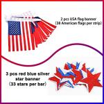 66 Ft American Flag Banners String(76 Flags), and 39 Ft Star Streamers Garland for Patriotic Party Celebration, Independence Day Party Favor Supplies, Memorial Day Decoration