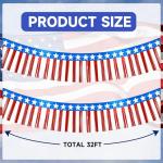 SEPGLITTER 4th of July Tinsel Foil Fringe Garland, 32ft Red White and Blue Patriotic Parade Float Star Hanging Backdrop Banner Table Skirts for Memorial Day Independence Day Decorations