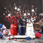 Karenhi 13 Pcs 4th of July Mason Jar Table Decor, Patriotic Centerpieces for Tables with Artificial Flowers and Garland, Independence Day Centerpiece for Home Kitchen Indoor Decor