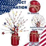 Karenhi 13 Pcs 4th of July Mason Jar Table Decor, Patriotic Centerpieces for Tables with Artificial Flowers and Garland, Independence Day Centerpiece for Home Kitchen Indoor Decor