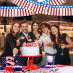 SEPGLITTER 4th of July Tinsel Foil Fringe Garland, 32ft Red White and Blue Patriotic Parade Float Star Hanging Backdrop Banner Table Skirts for Memorial Day Independence Day Decorations