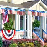 SEPGLITTER 4th of July Tinsel Foil Fringe Garland, 32ft Red White and Blue Patriotic Parade Float Star Hanging Backdrop Banner Table Skirts for Memorial Day Independence Day Decorations