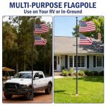 IIOPE 20FT RV Telescoping Flag Pole Kit, Heavy Duty 14-Gauge Aluminum Flagpole with Tire Mount Base, Portable Flag Kit for Camping, Tailgating, Trailer, and Outdoor Use