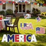 RattanView 12 Pcs Large 250th Anniversary Yard Signs Decoration 4th of July 250th Patriotic USA Flag Eagle Lawn Decoration with Stakes for 1776-2026 Commemorative Outdoor Decor