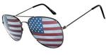 OWL Aviator Pilot 4th of July Sunglasses for Women and Men Size Medium Gun Metal Frame USA American Flag Lens Glasses UV400 Protection, 137mm